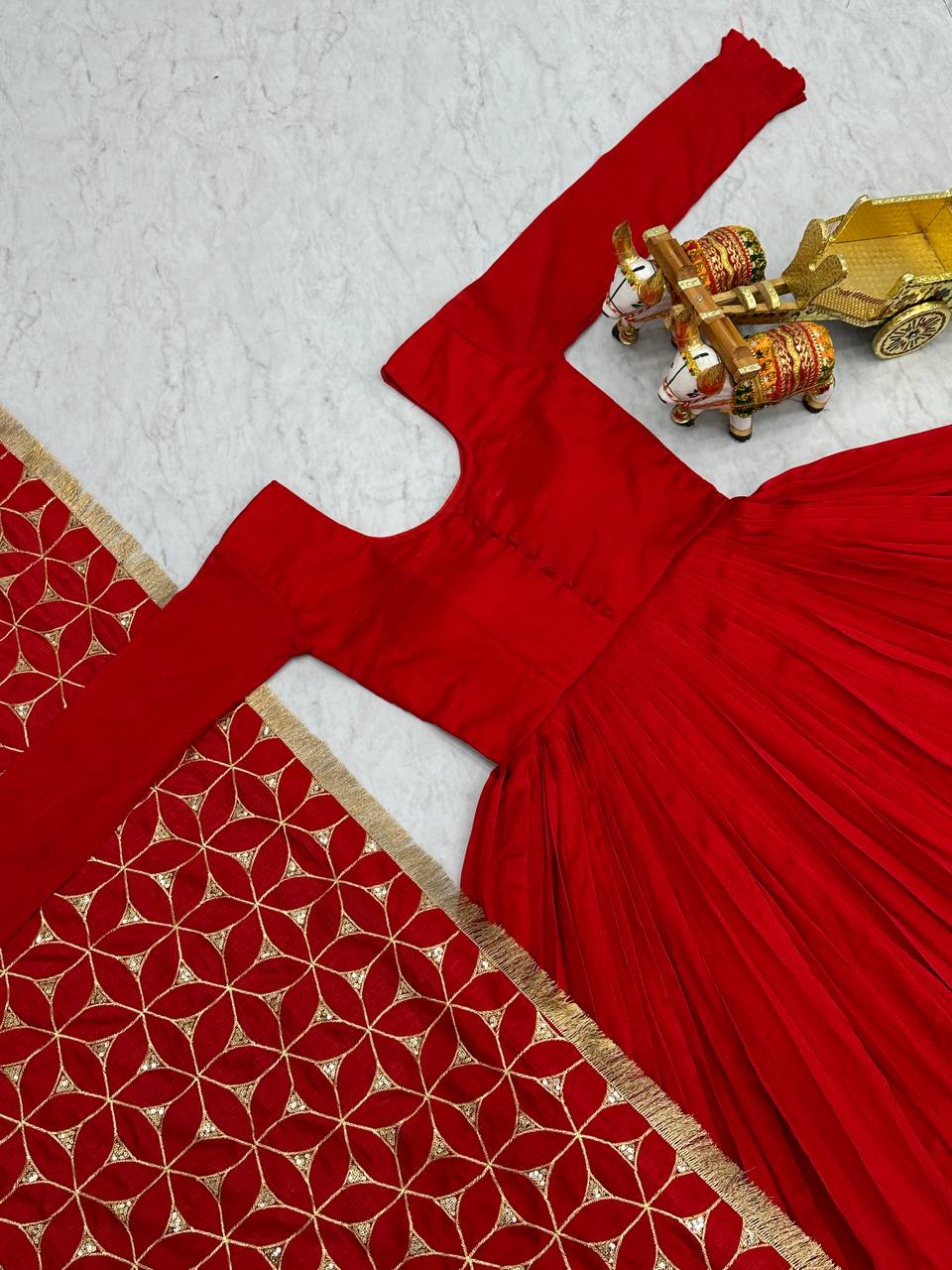 Pragnika Pure Silk Embroidered Gown with Dupatta