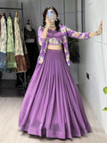 Alka Lavender Color Georgette Foil Printed Lehenga Choli with Koti