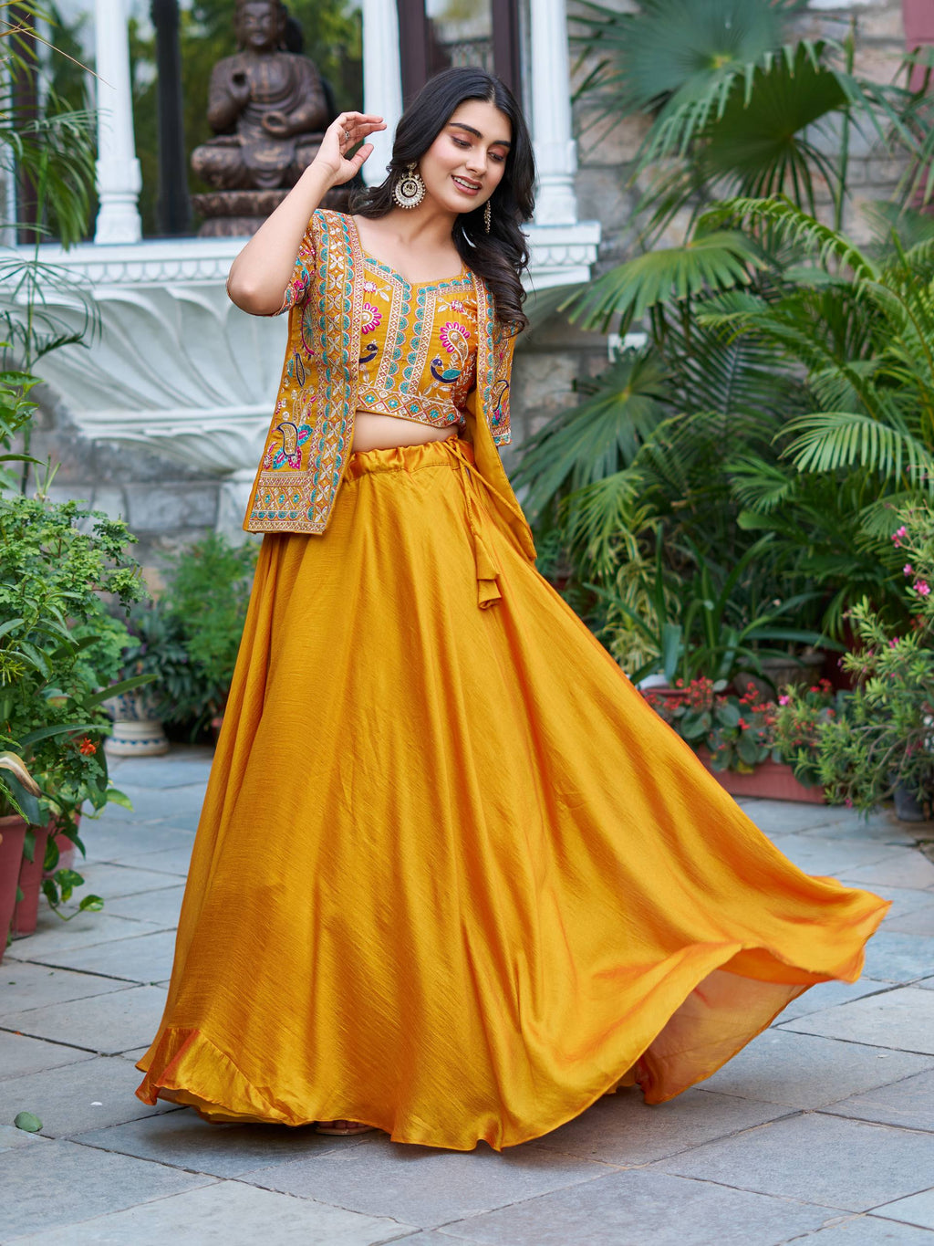 Devisha designer silk lehenga choli with embroidery koti set