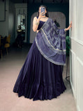 Oorja Blue Moonga Silk Lehenga Choli