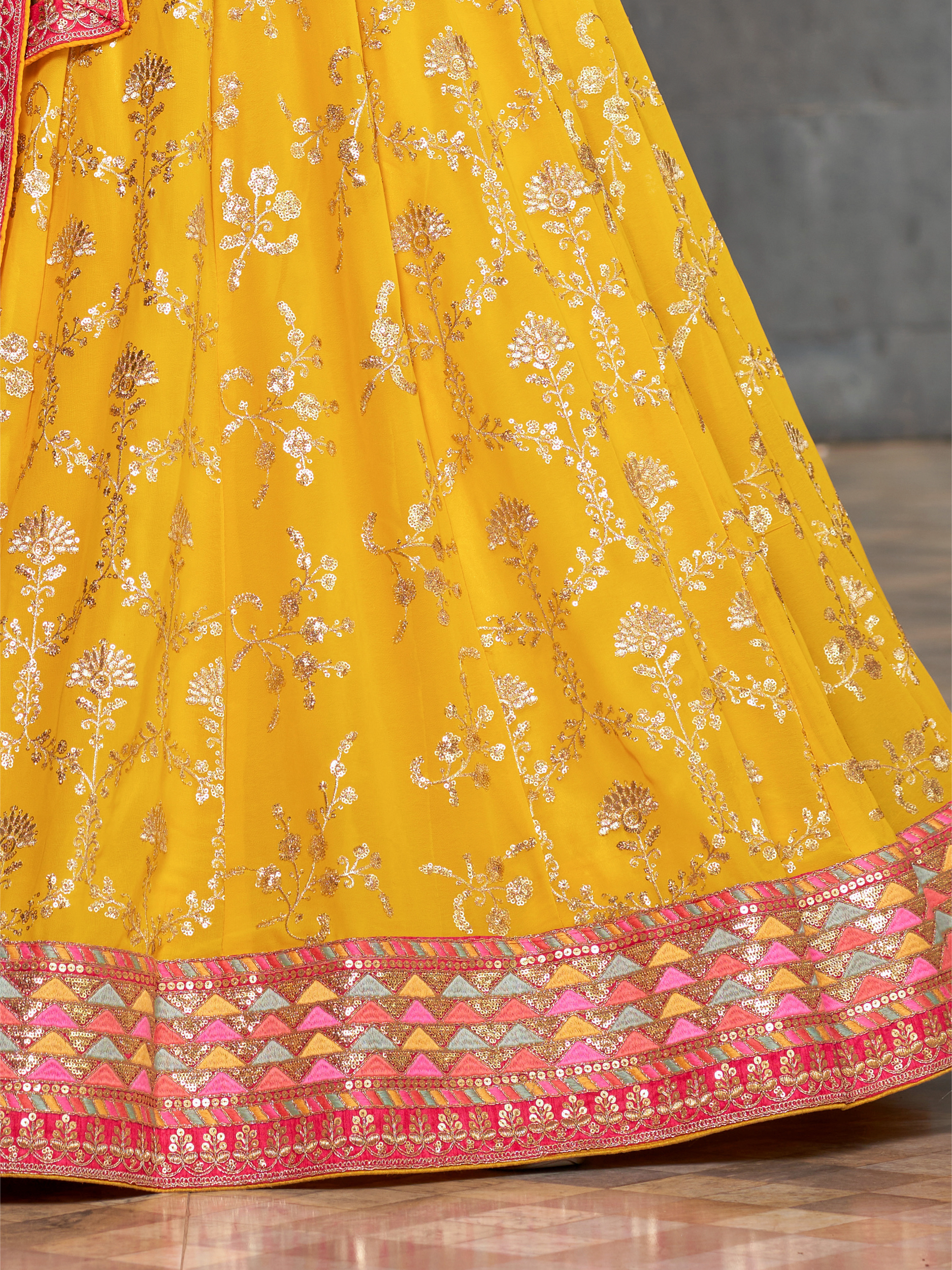 Navya Mustard Yellow Color Floral Embroidered Lehenga Choli with Dupatta