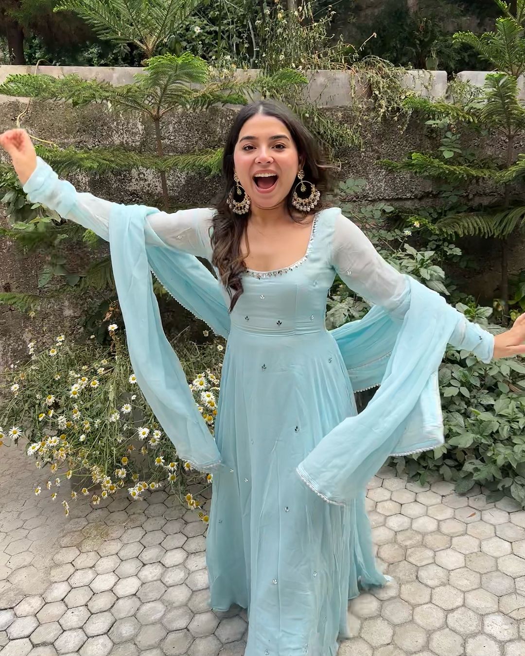 apple blue cheese salad dressing Niya Sky Blue Georgette Embroidery Anarkali Suit Set – Trinari
