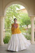 Charvi Yellow Kora Cotton Bandhni Kutchi Gamthi Lehenga