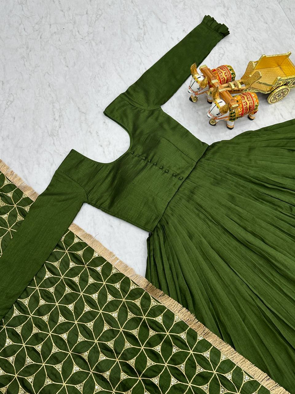 Pragnika Pure Silk Embroidered Gown with Dupatta