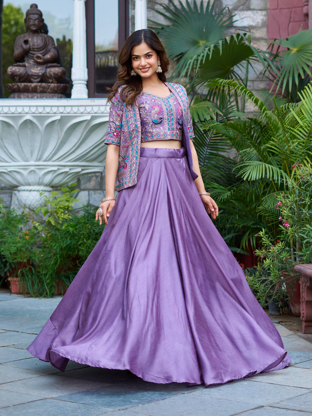Devisha designer silk lehenga choli with embroidery koti set