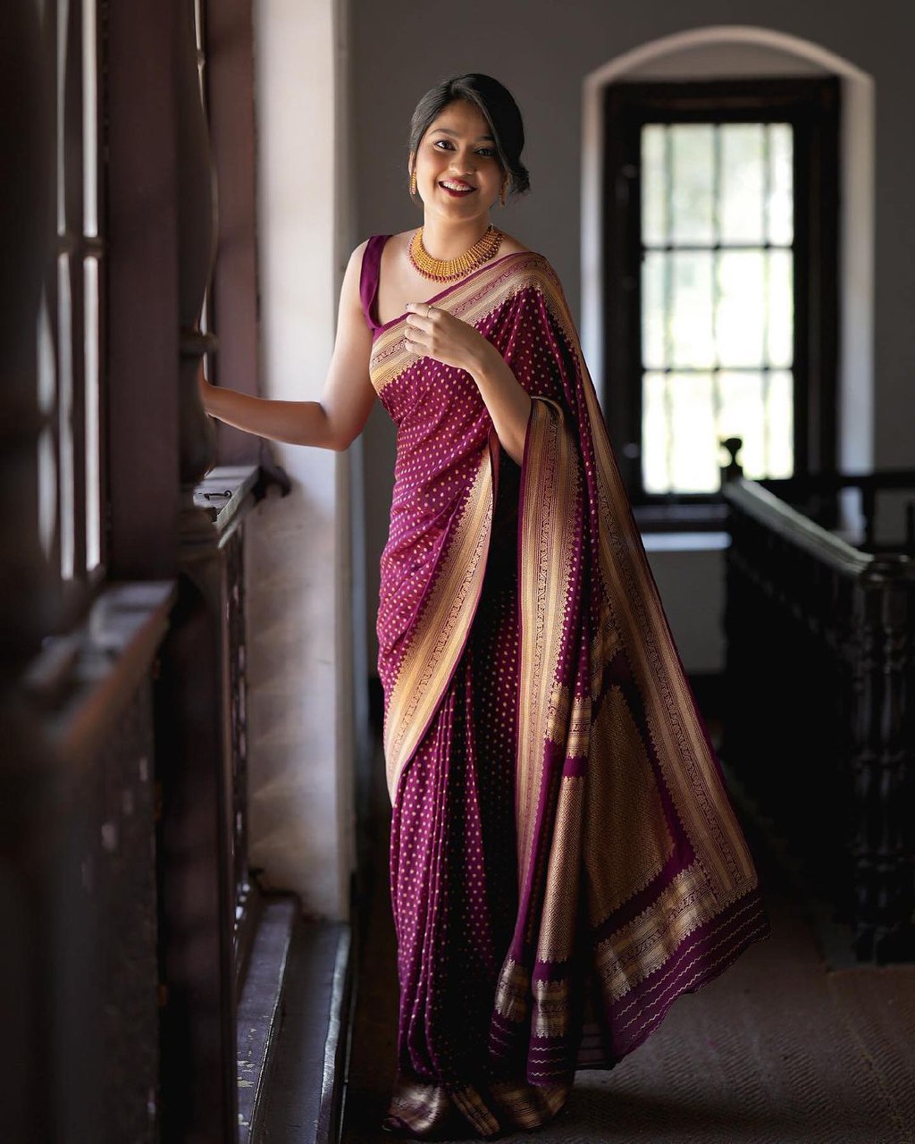 Shivika Purple Pure Banarasi Silk Saree