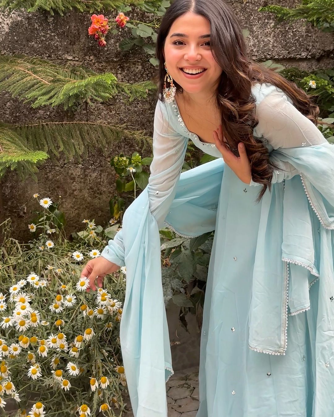 Niya sky blue georgette embroidered Anarkali suit set