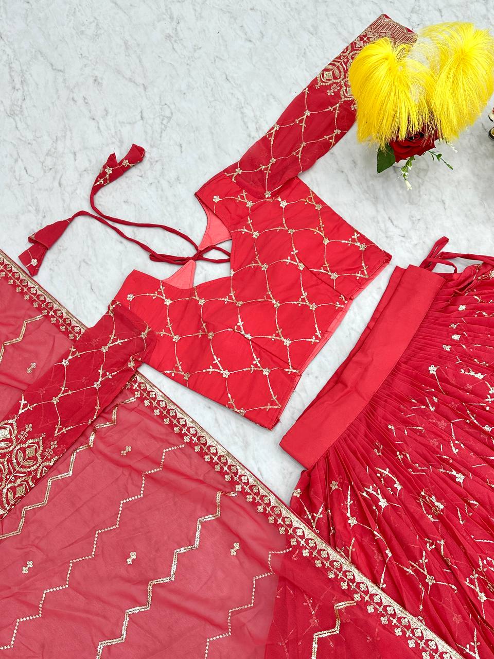 Georgette embroidered Kimaya designer lehenga choli