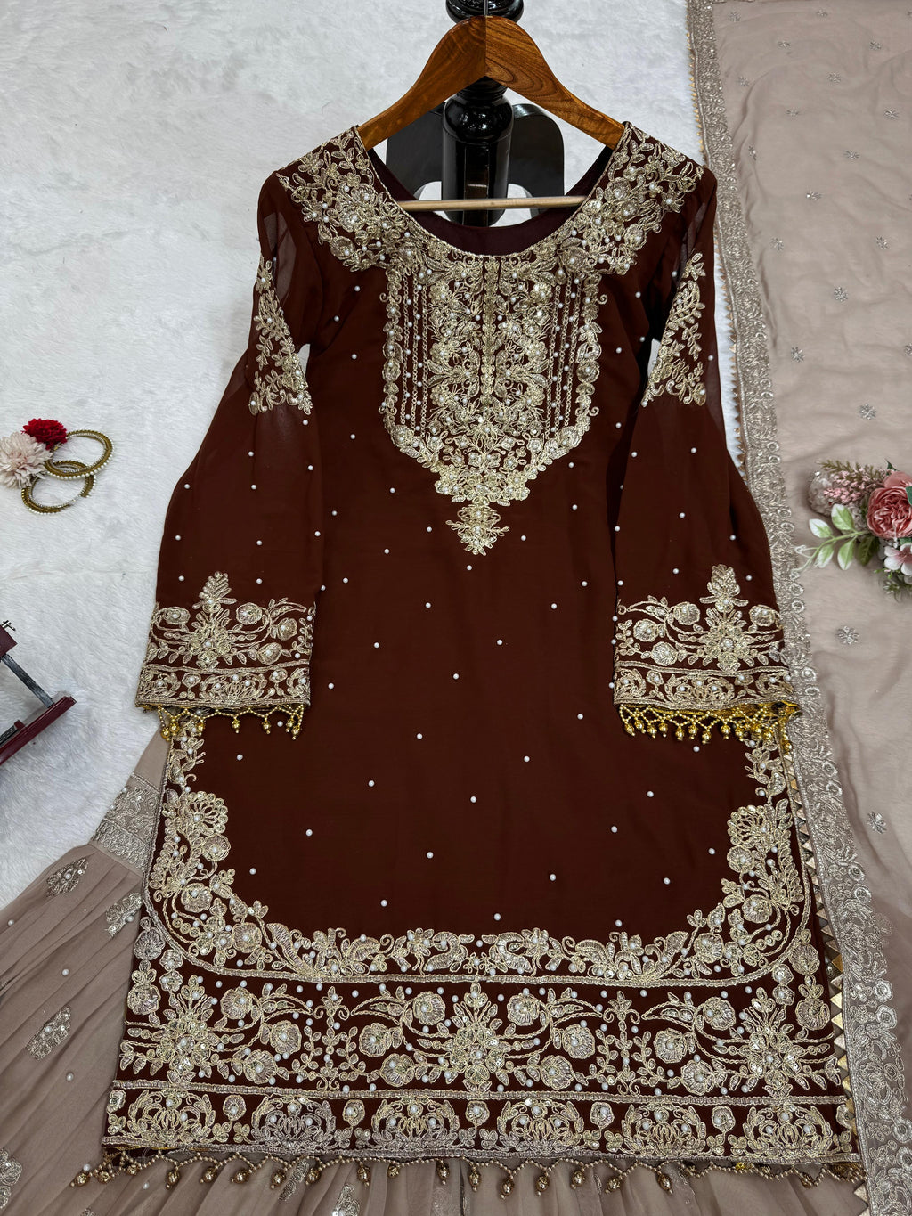 Niyati Georgette Embroidered Kurti Sharara Set