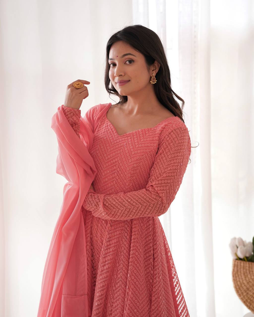 Jyotika Peach Anarkali Suit Set