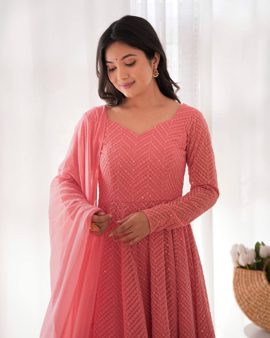 Jyotika Peach Anarkali Suit Set