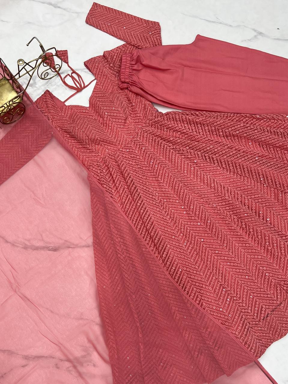 Jyotika Peach Anarkali Suit Set