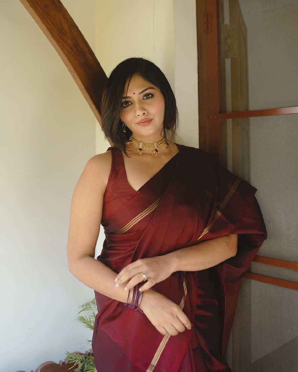 Niva Maroon Pure Banarasi Silk Saree