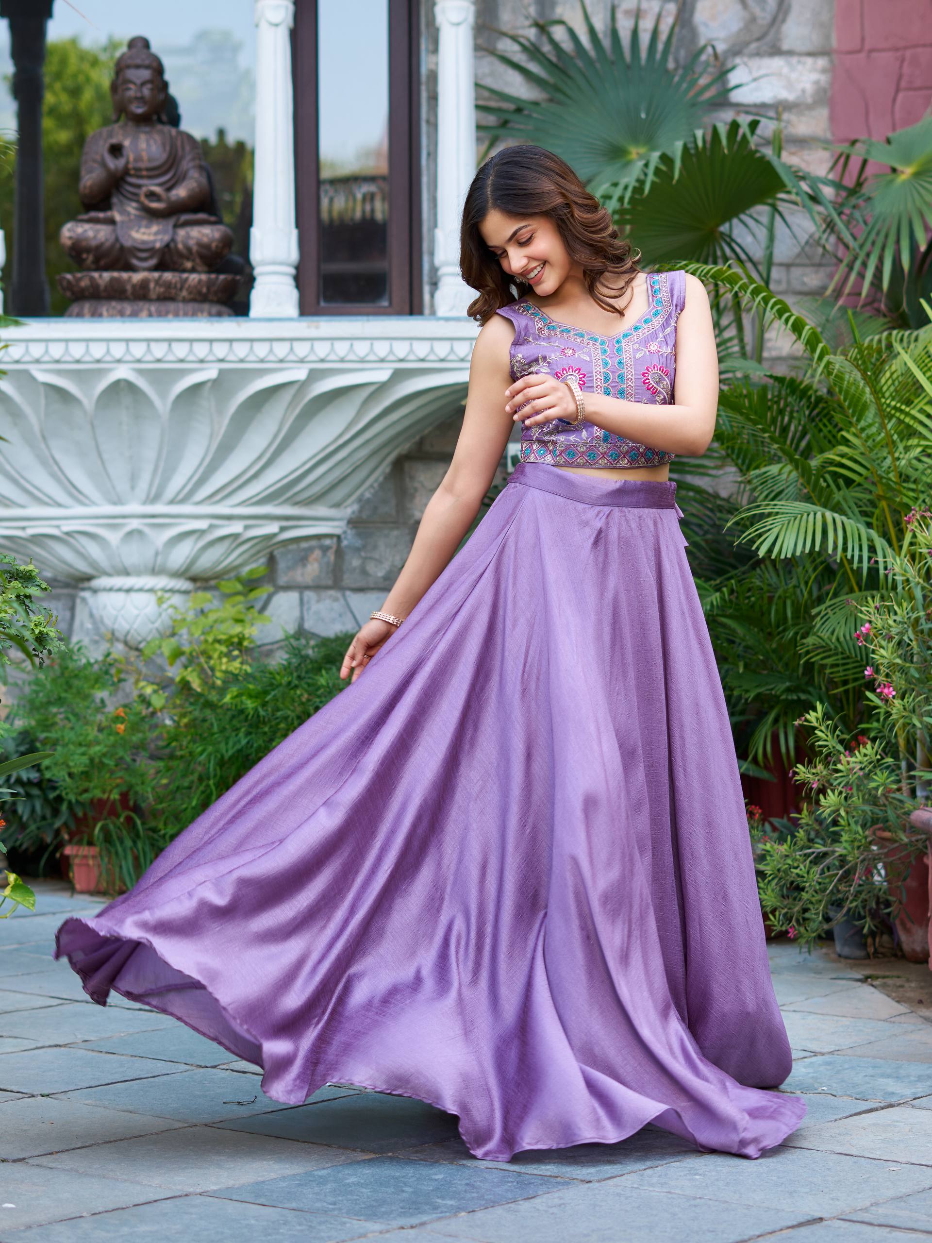 Devisha designer silk lehenga choli with embroidery koti set