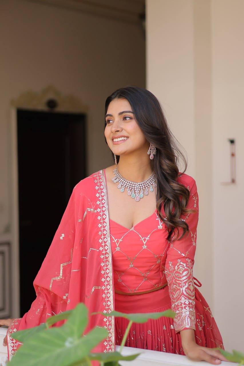 Georgette embroidered Kimaya designer lehenga choli