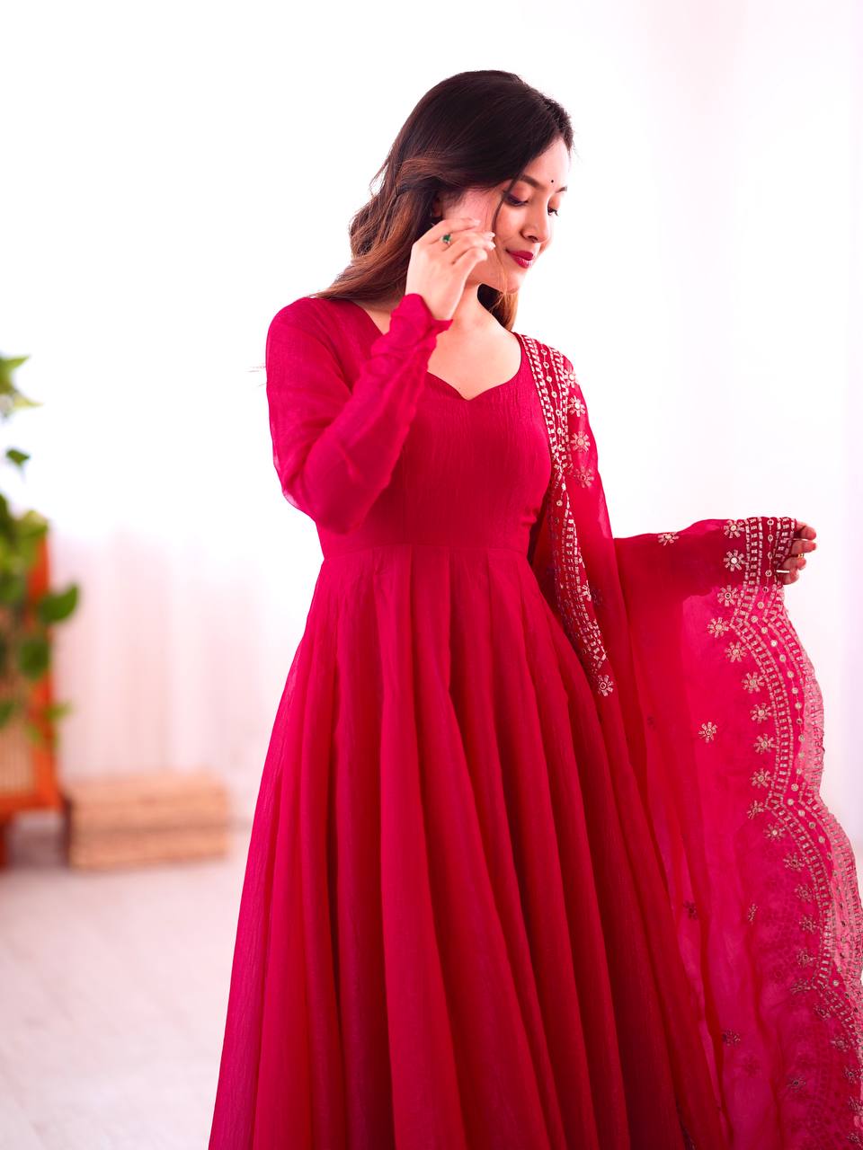 Tiya Fandy Silk Pink Anarkali Suit