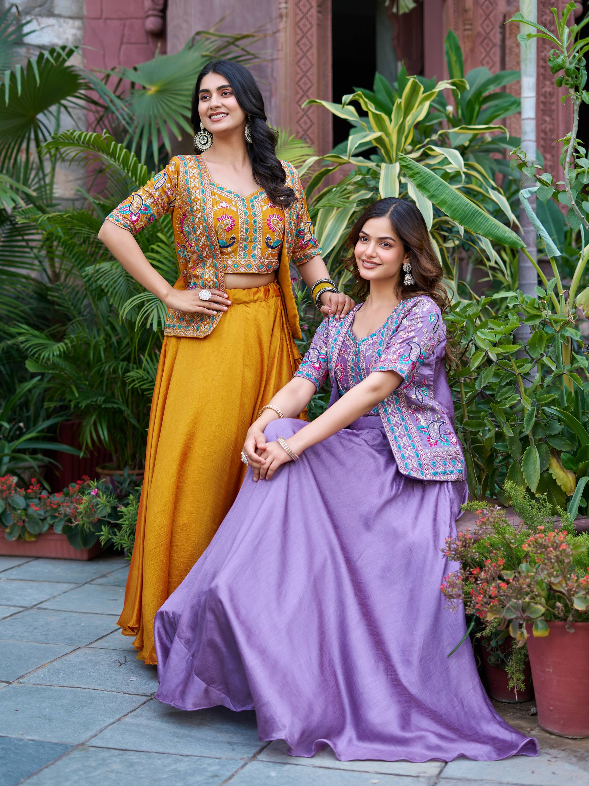 Devisha designer silk lehenga choli with embroidery koti set