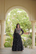 Lavanya Black Faux Georgette Bandhani Kutchi Patchwork Gown