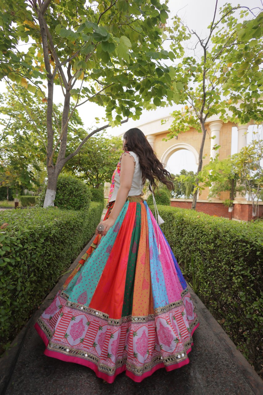 Chhavi Multicolor Cotton Printed Mirror Lehenga Choli
