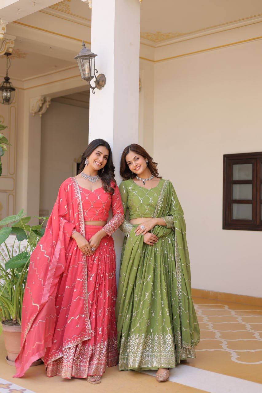 Georgette embroidered Kimaya designer lehenga choli