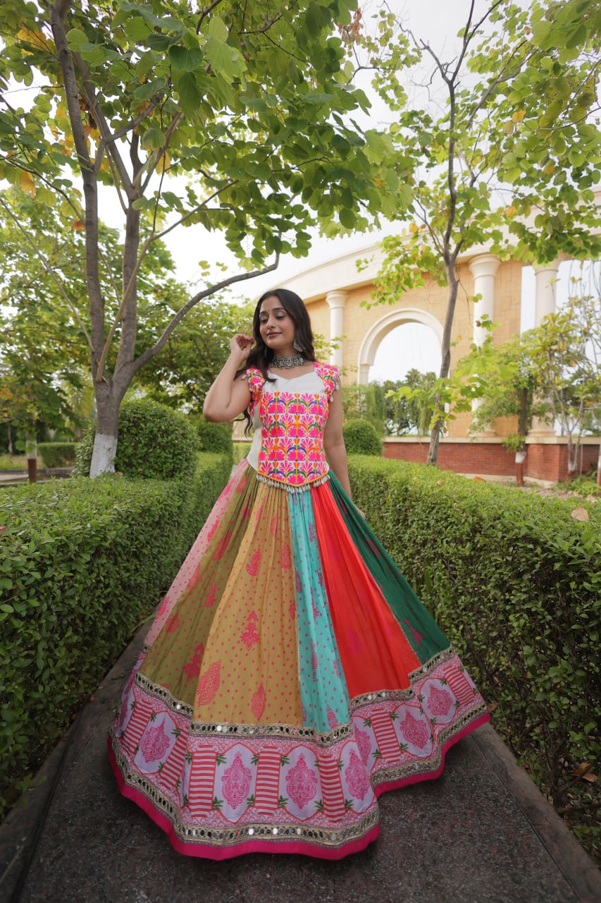 Chhavi Multicolor Cotton Printed Mirror Lehenga Choli