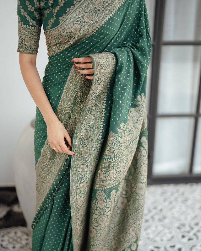 Vamika Green Pure Banarasi Silk Saree