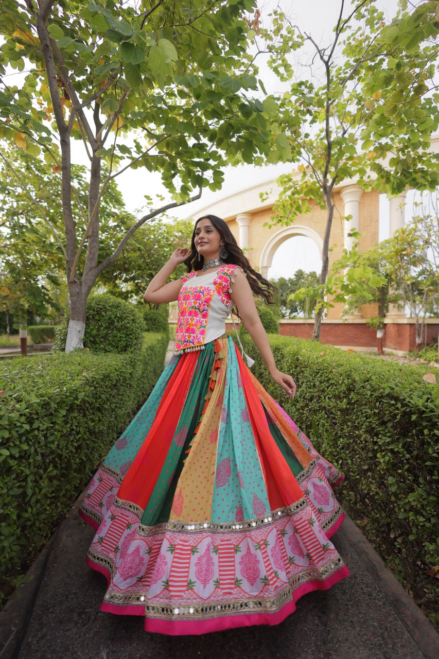 Chhavi Multicolor Cotton Printed Mirror Lehenga Choli