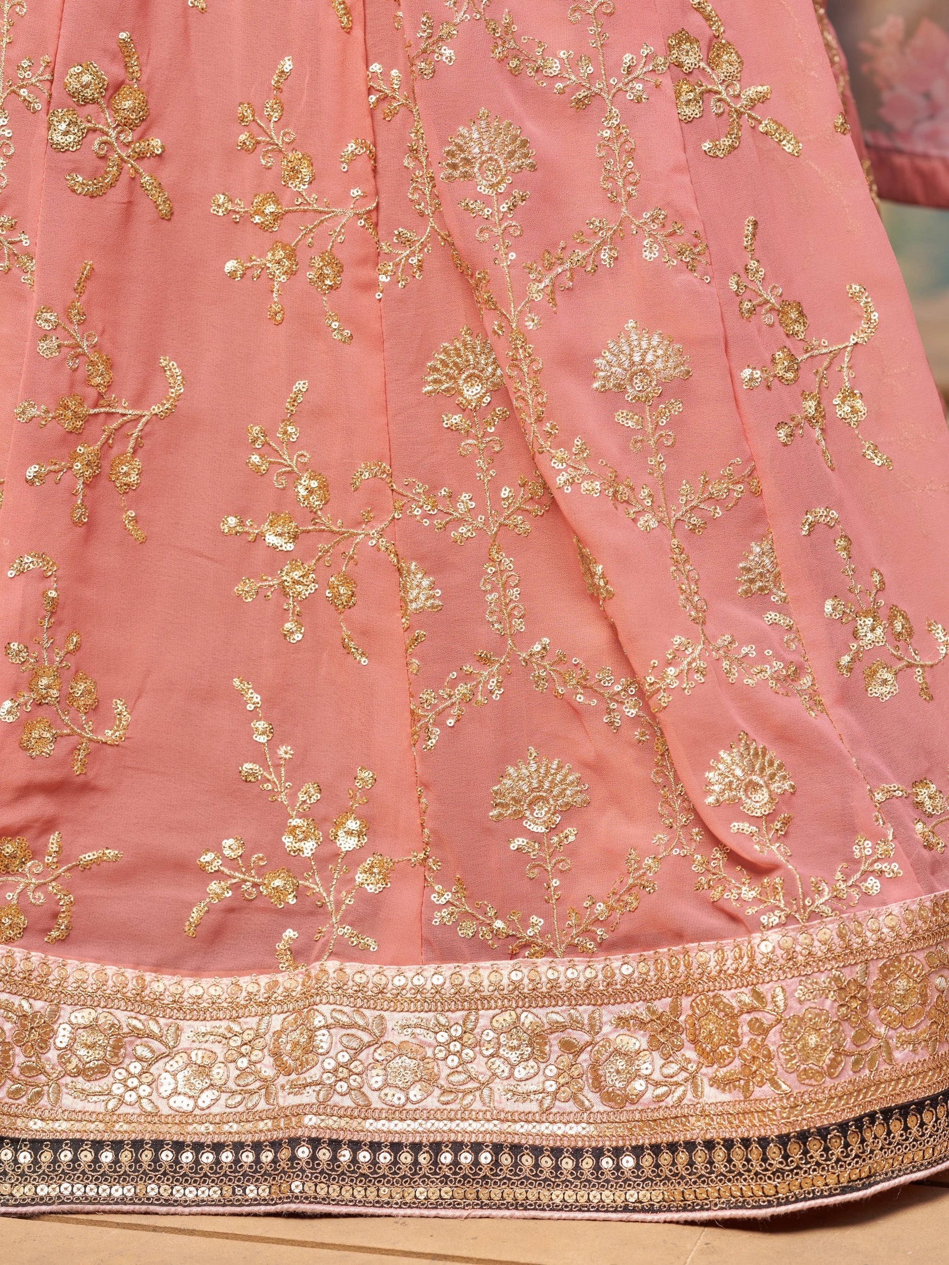Navya Dusty Pink Color Embroidered Lehenga Choli with Floral Dupatta