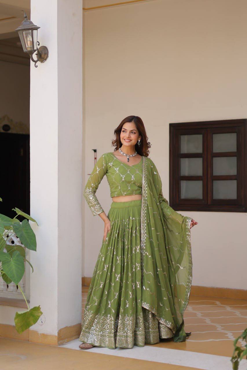 Georgette embroidered Kimaya designer lehenga choli
