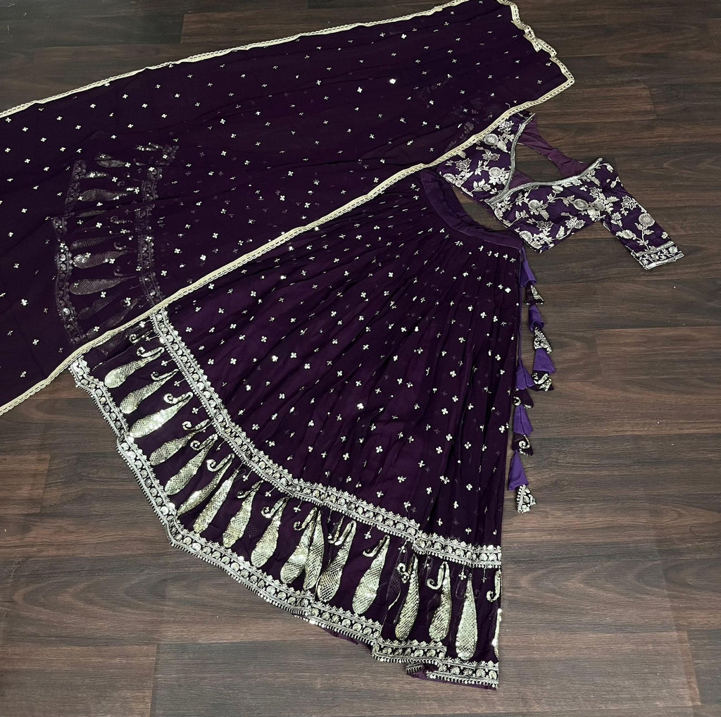 Vrinda purple sequins embroidered lehenga set