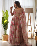 Madhavi brown georgette anarkali gown suit set