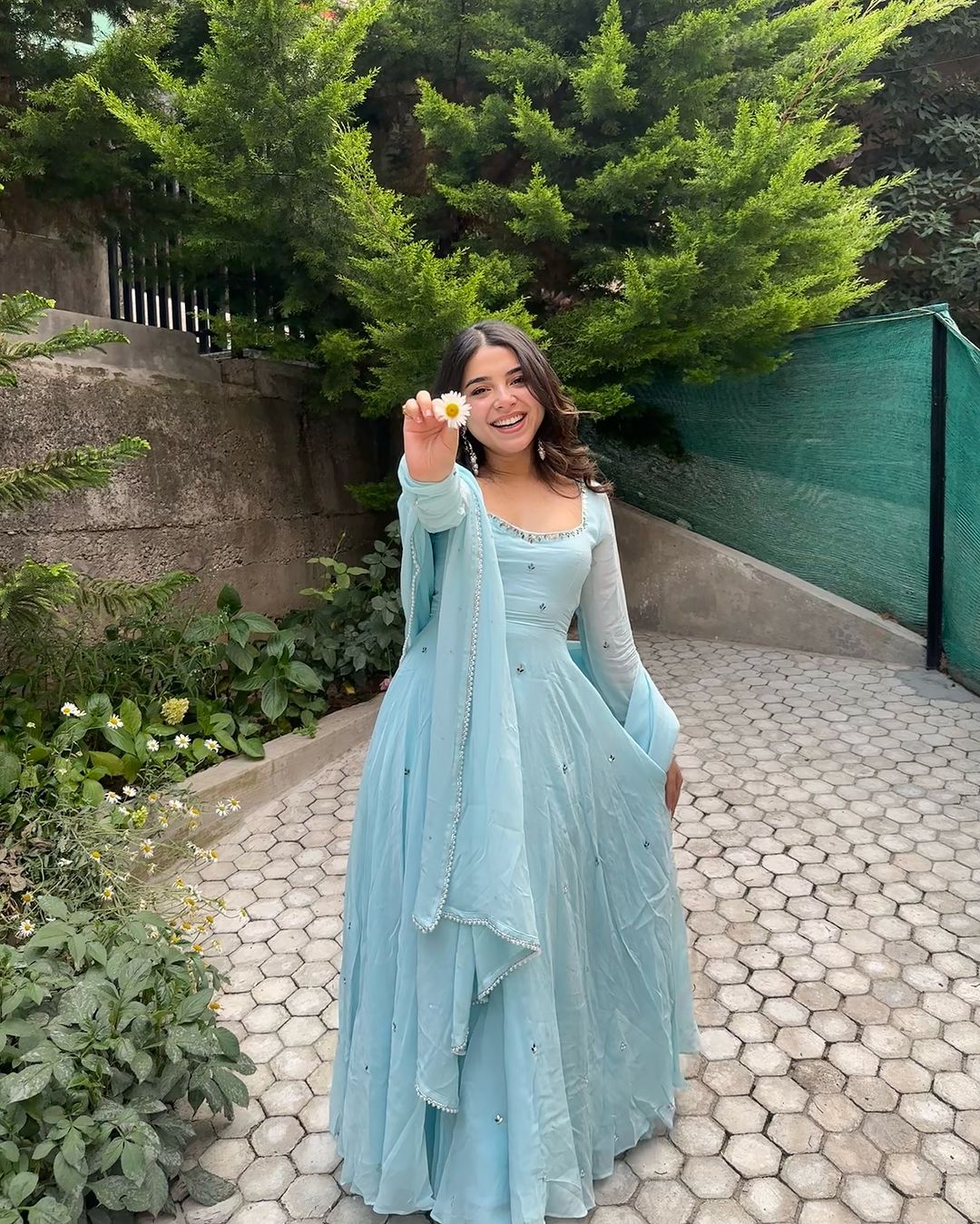 Niya sky blue georgette embroidered Anarkali suit set