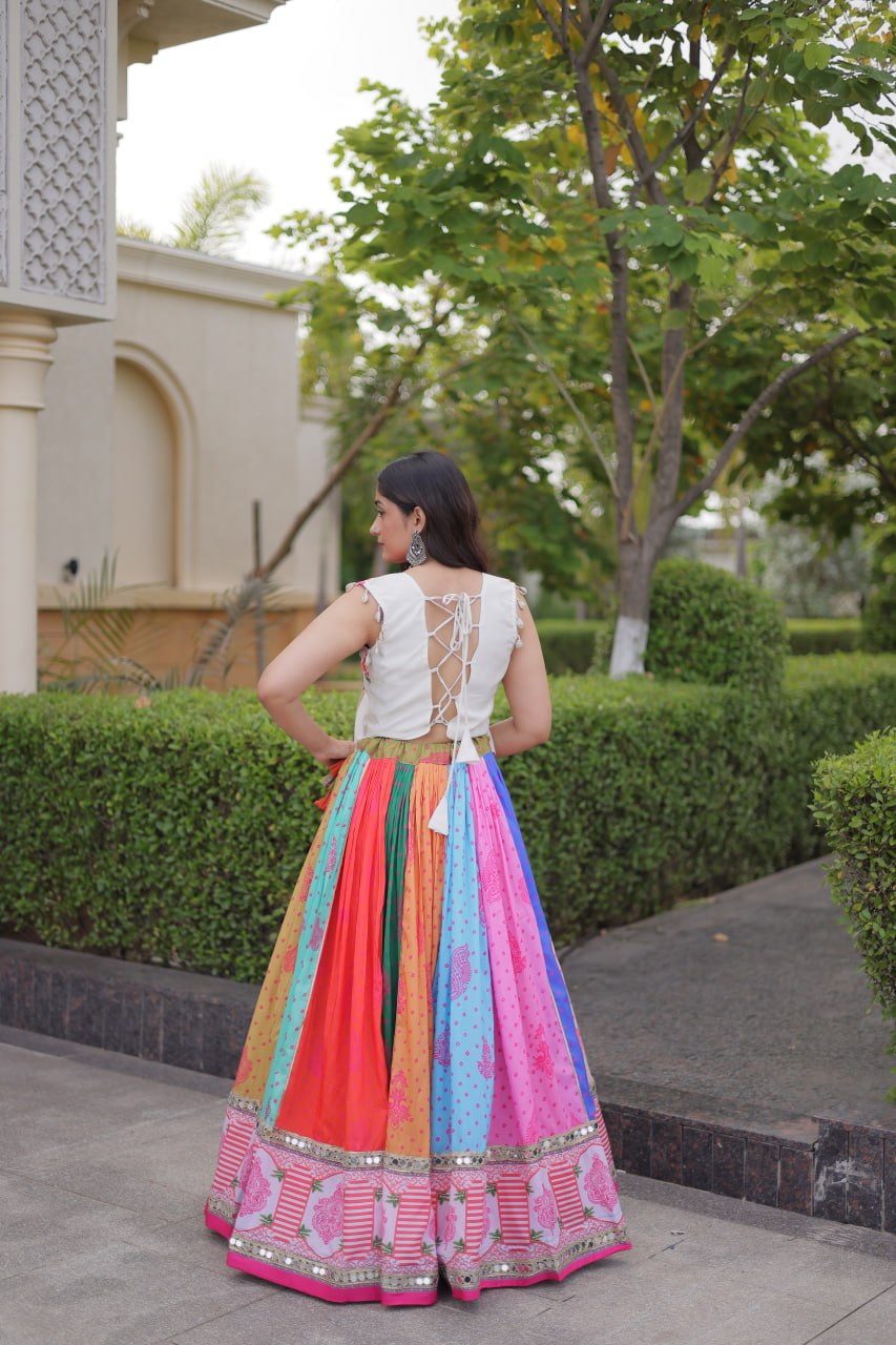 Chhavi Multicolor Cotton Printed Mirror Lehenga Choli