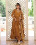 Ridhika mustard yellow georgette anarkali gown suit set