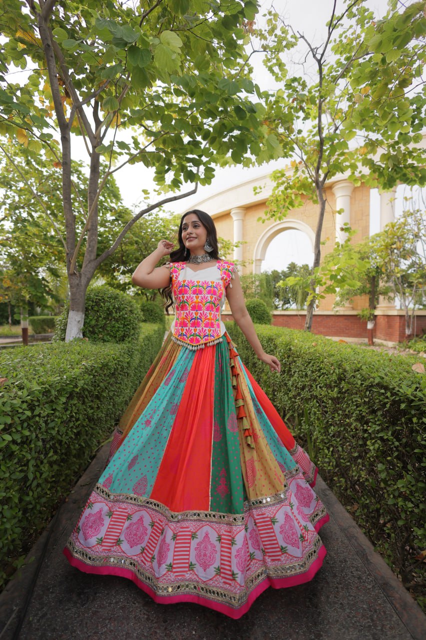 Chhavi Multicolor Cotton Printed Mirror Lehenga Choli