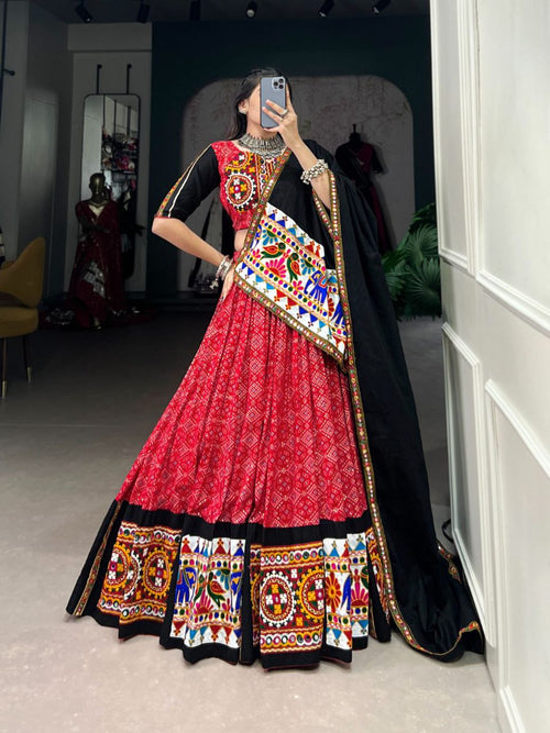 Black festive wear rayon lehenga choli with mirror embroidery