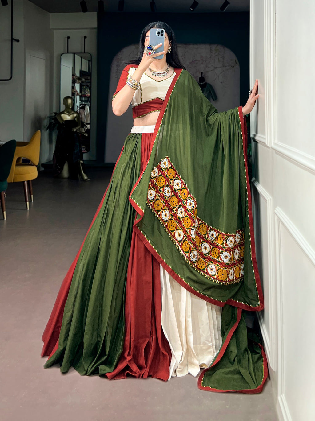 Varsha Multicolor Cotton Gamthi Lehenga