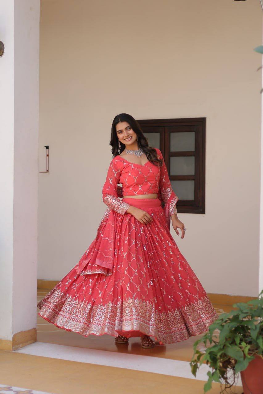 Georgette embroidered Kimaya designer lehenga choli