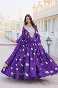 Veronika Purple Georgette Embroidered Anarkali Gown Set