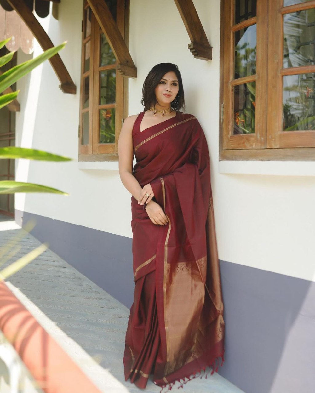 Niva Maroon Pure Banarasi Silk Saree