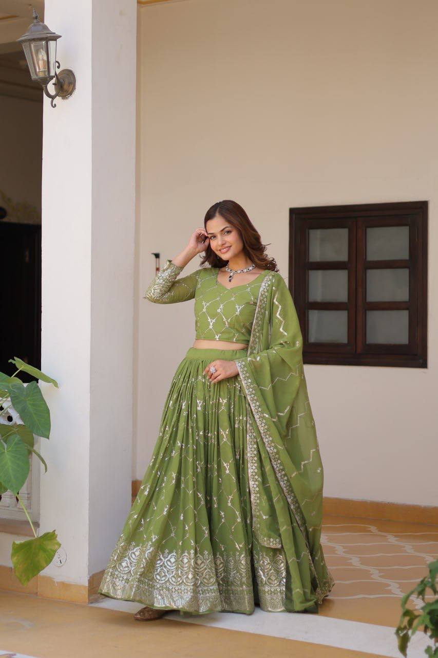 Georgette embroidered Kimaya designer lehenga choli