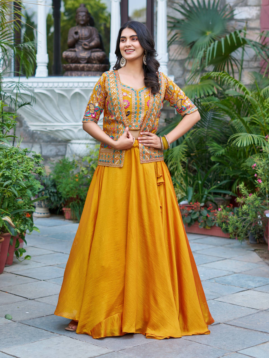 Devisha designer silk lehenga choli with embroidery koti set