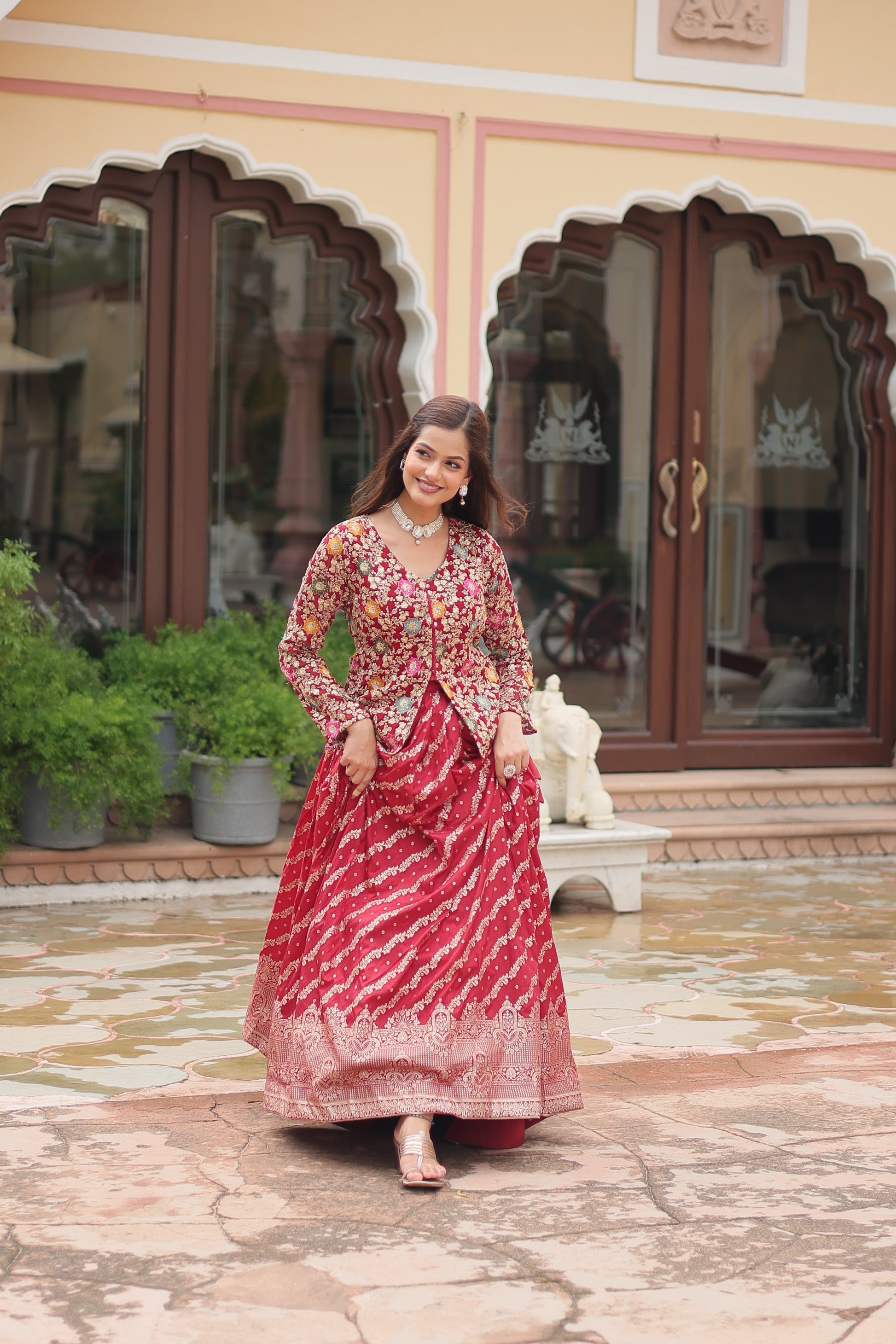 Radhya pure dayble viscose jacquard lehenga choli