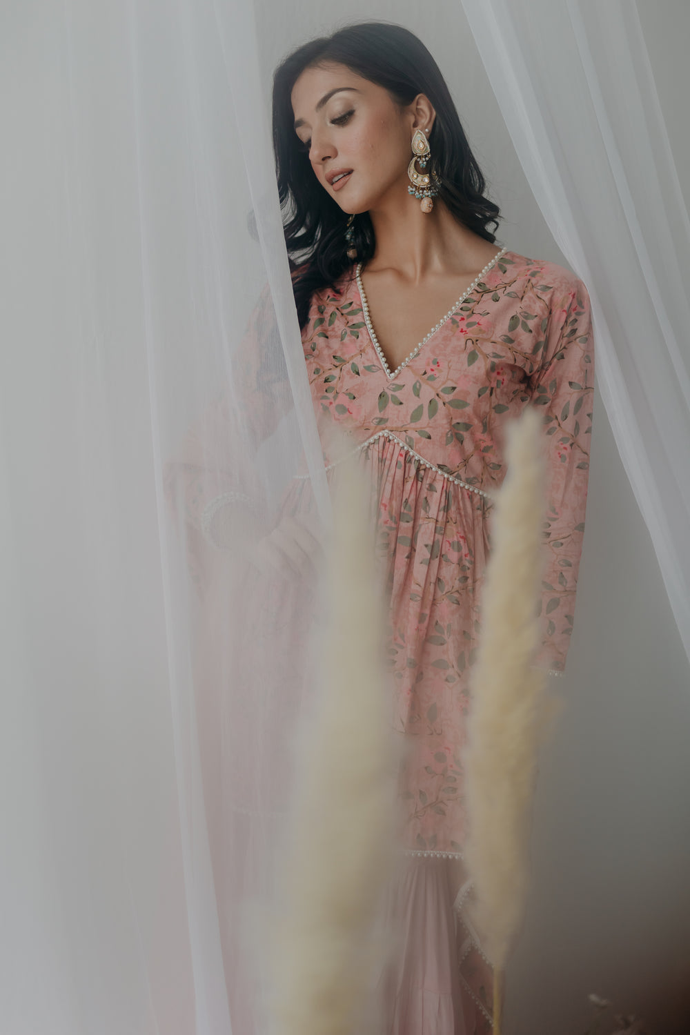 Ojaswi Pink Cotton Kurti Sharara Set