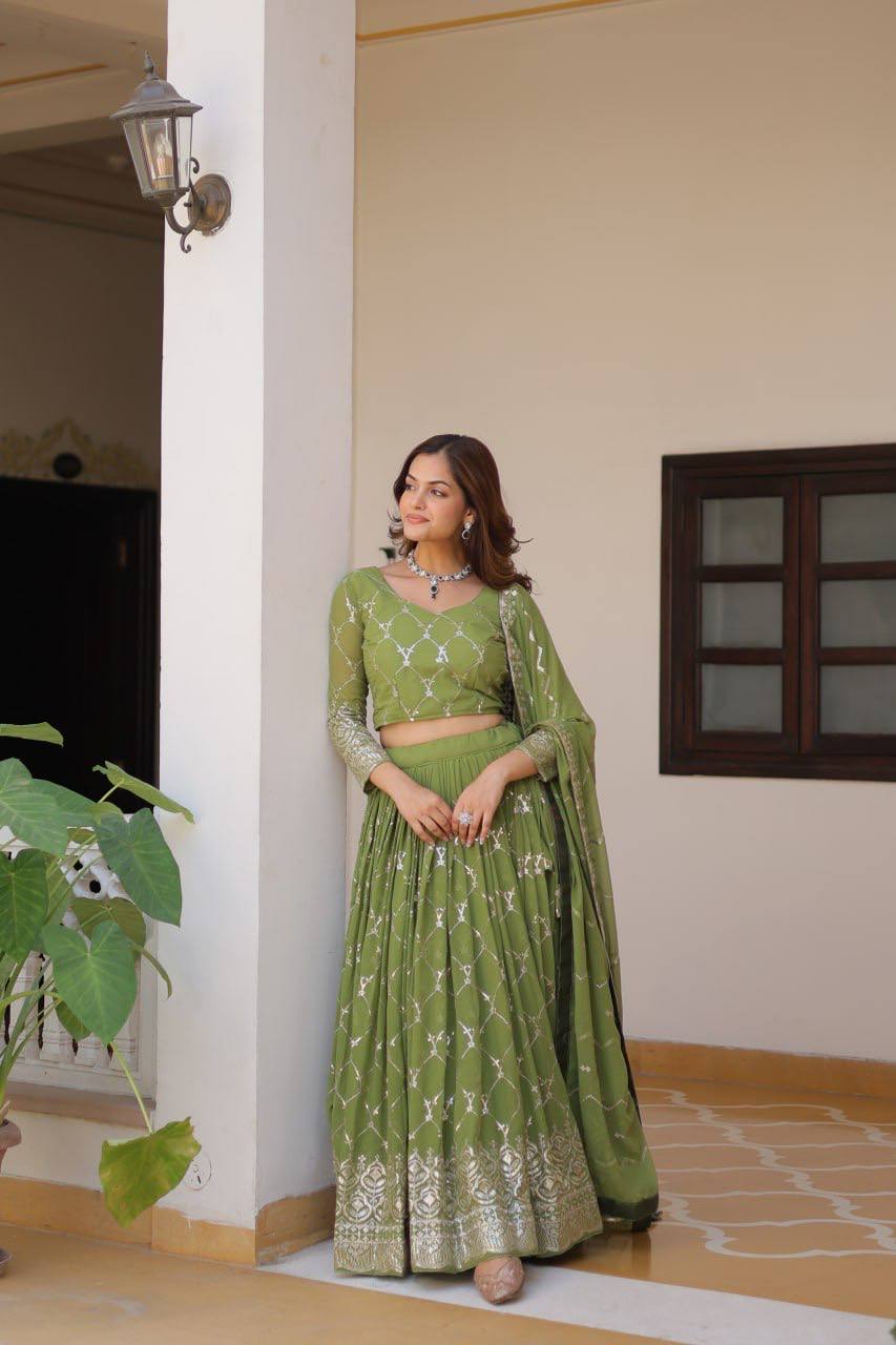 Georgette embroidered Kimaya designer lehenga choli