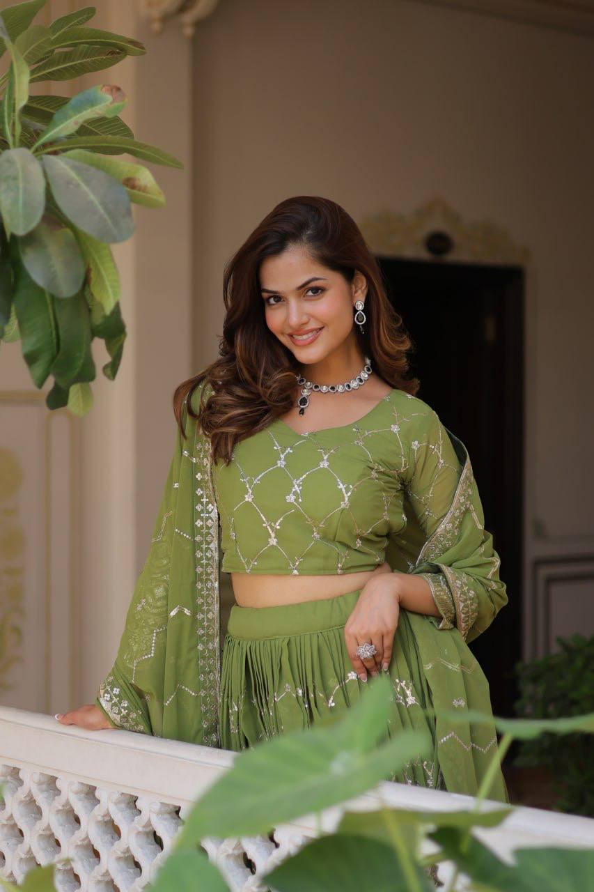 Georgette embroidered Kimaya designer lehenga choli