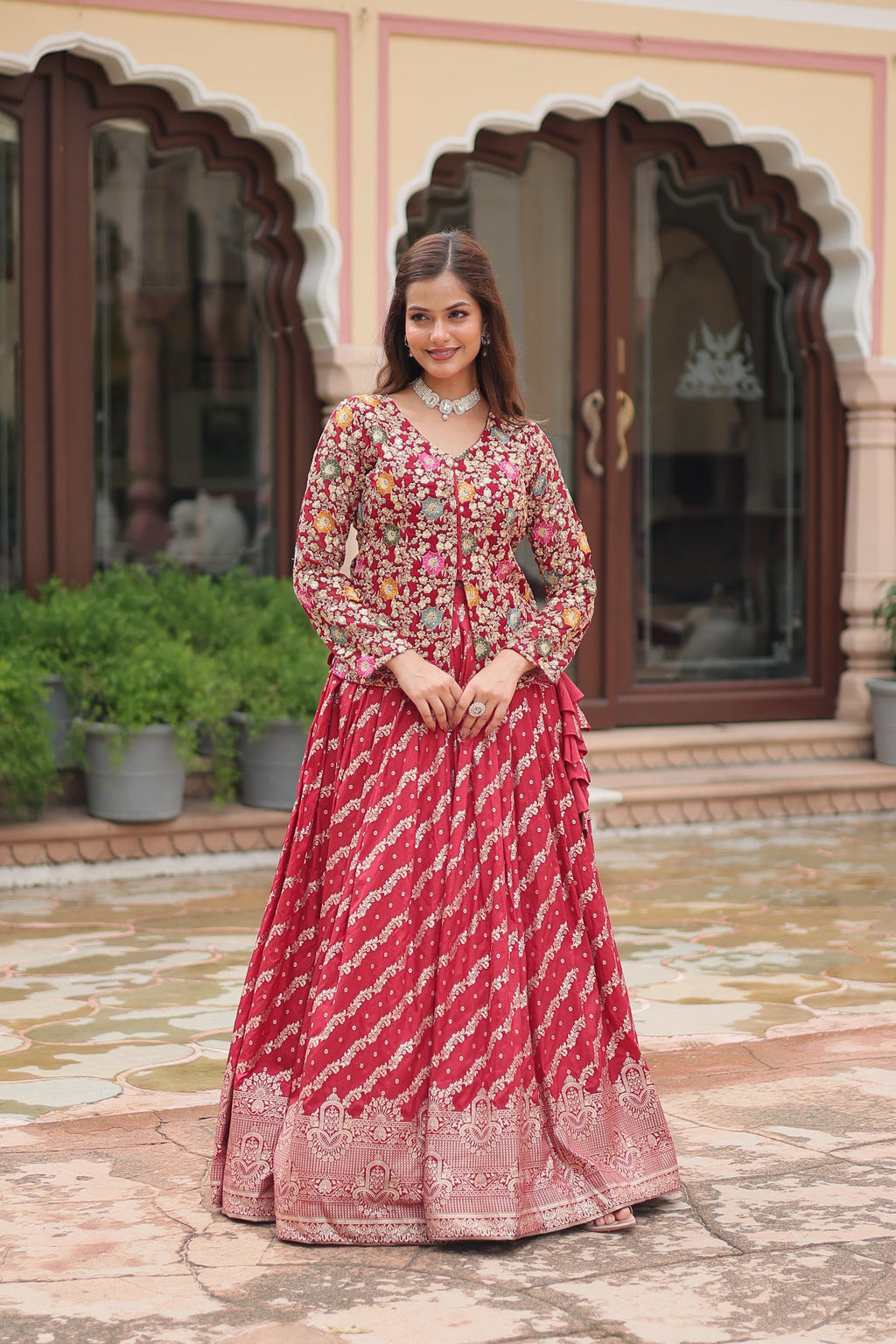 Radhya pure dayble viscose jacquard lehenga choli