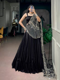 Oorja Black Moonga Silk Lehenga Choli