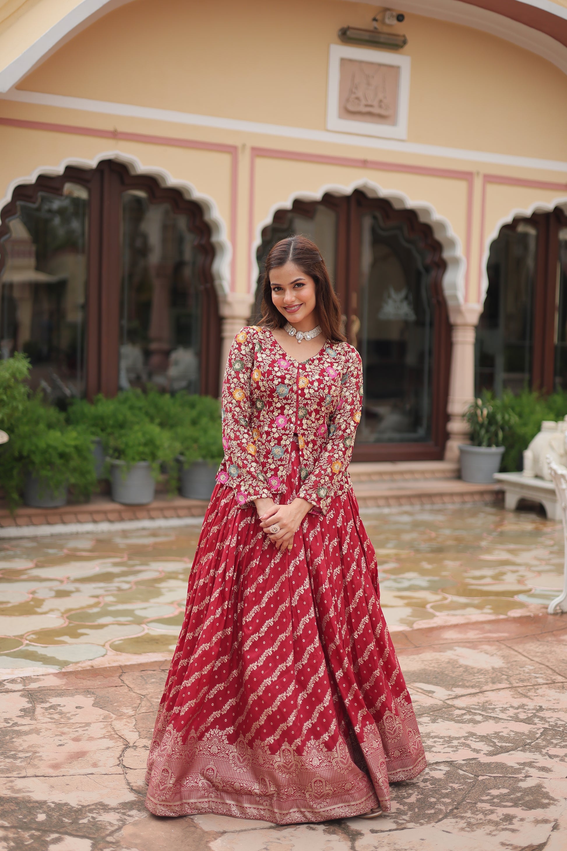 Radhya pure dayble viscose jacquard lehenga choli