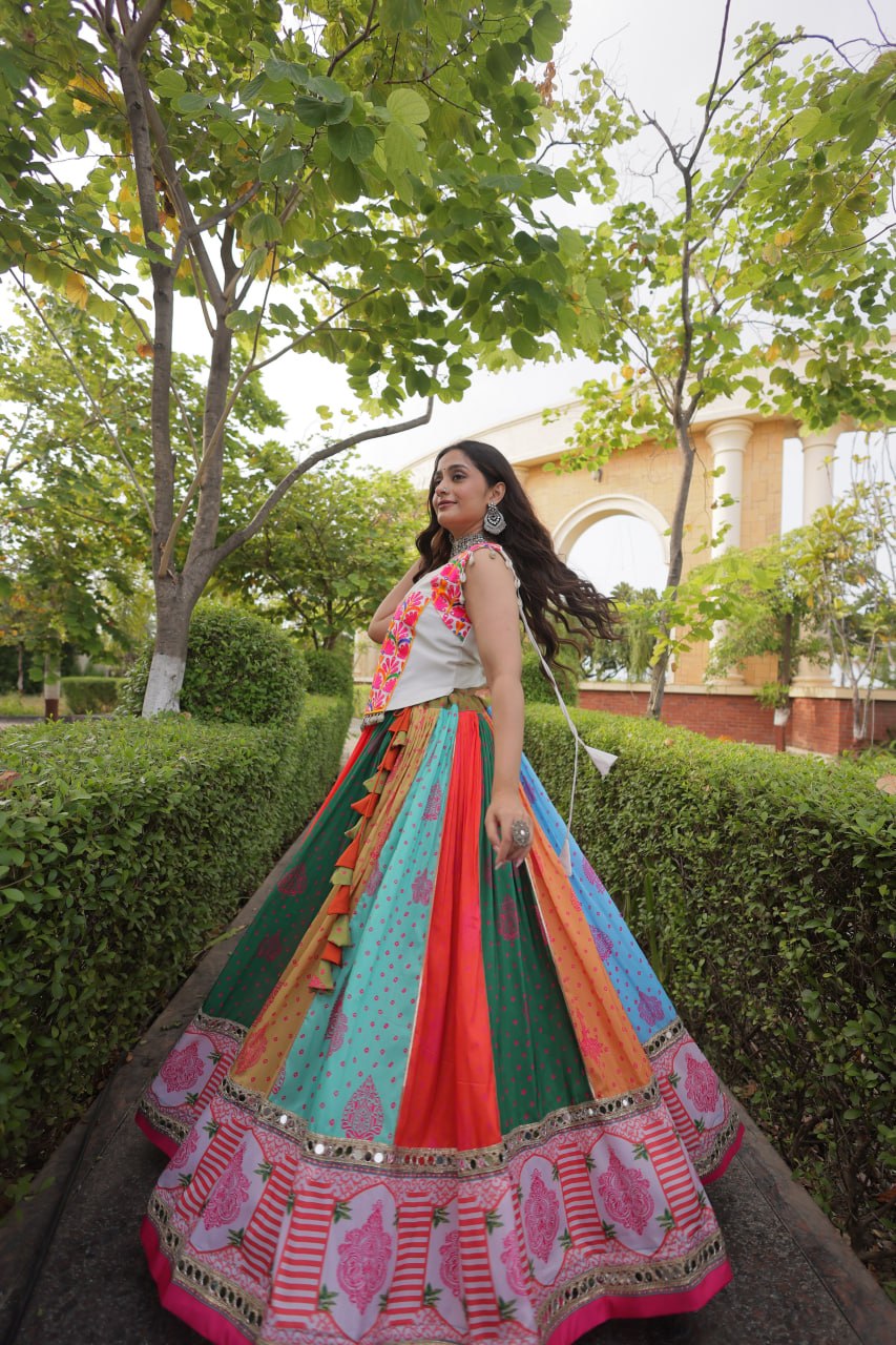 Chhavi Multicolor Cotton Printed Mirror Lehenga Choli